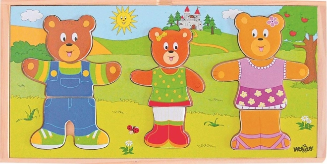 WOODY aankleedpuzzel – berenfamilie