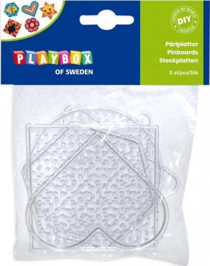 Strijkkralen-onderplaten PLAYBOX – set met vormen, 5 stuks
