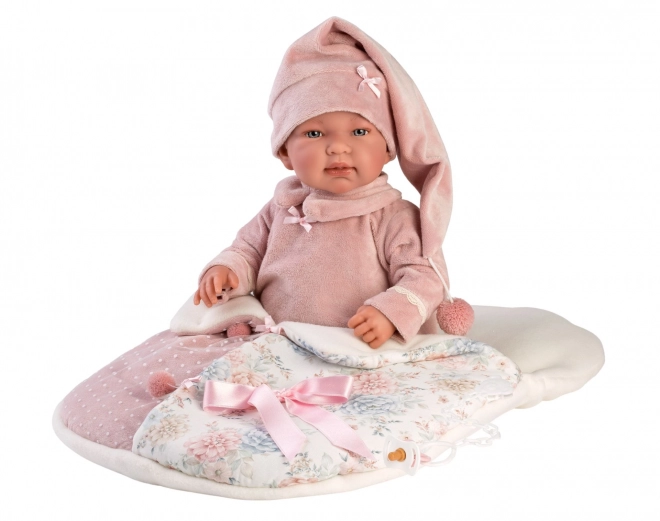 Llorens 84450 NEW BORN - realistische babypop met geluiden en zacht stoffen lichaam - 44 cm