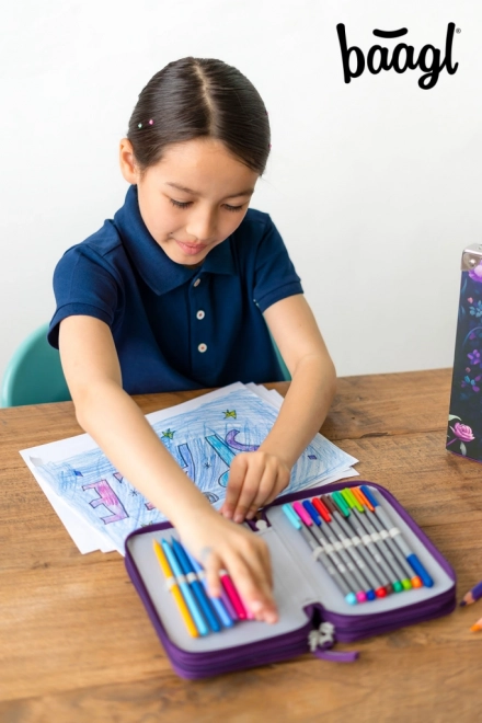 BAAGL School etui drie lagen Jungle Panda