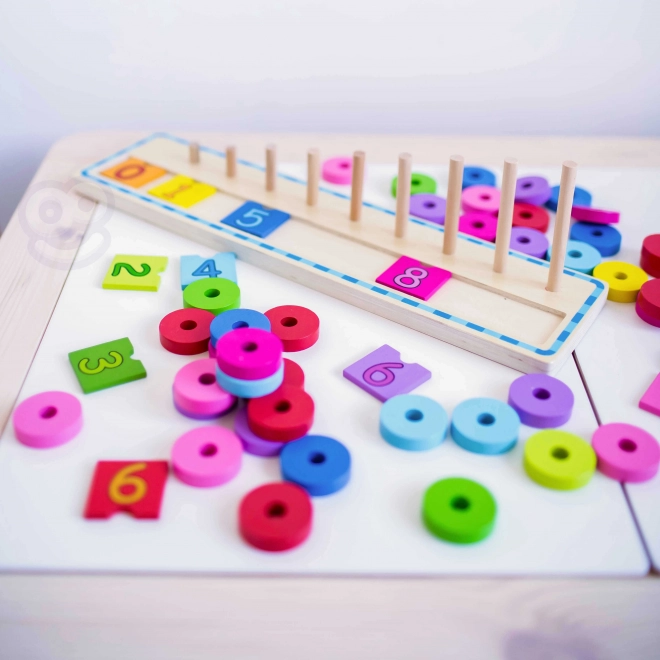 Woopie Green Montessori houten tel- en kleurpuzzel, 56 stuks