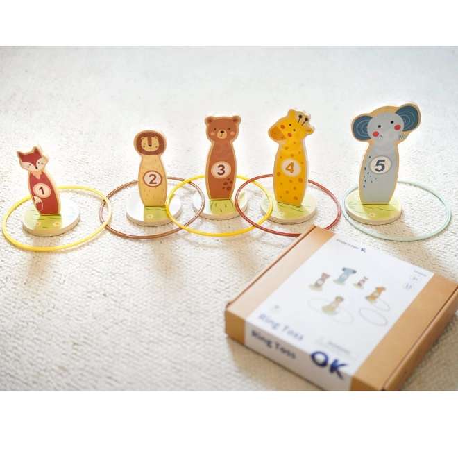 Houten precisiespel met ringen Tooky Toy