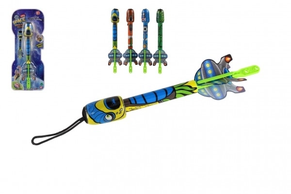 Uitklapbare pijl met geluid plastic 25cm 4 kleuren op kaart 13x31,5x4cm
