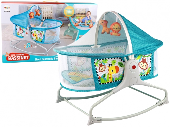 Multifunctioneel babybed 2in1 Baby Mat Sounds Vibrations Blauw