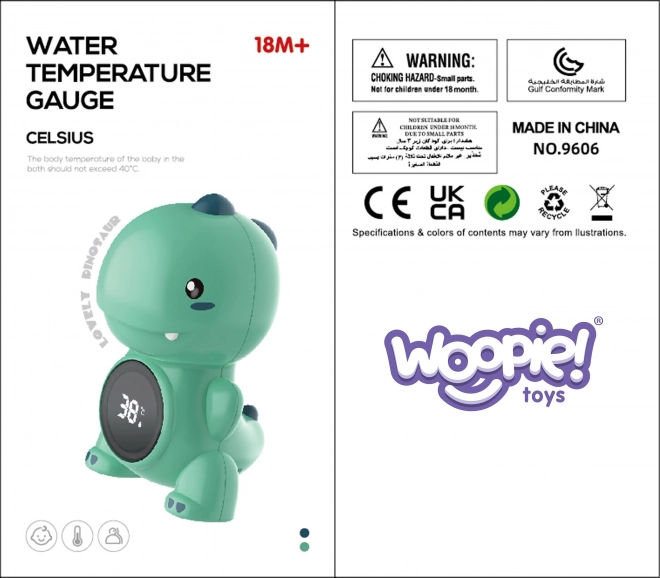 Kinder waterthermometer in de vorm van een dinosaurus