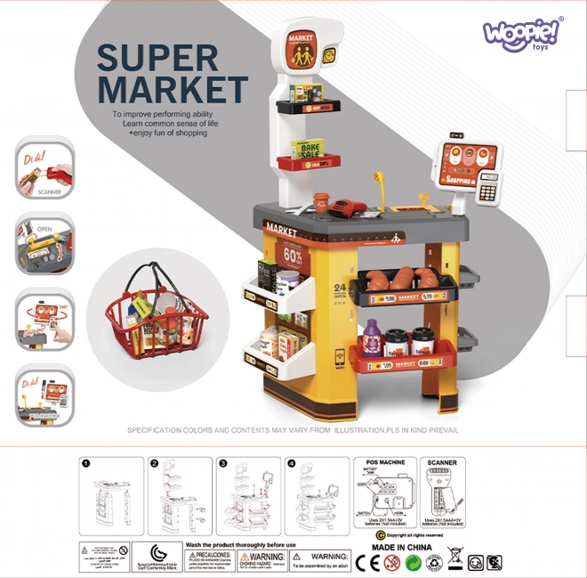 Interactieve supermarkten voor kinderen met accessoires