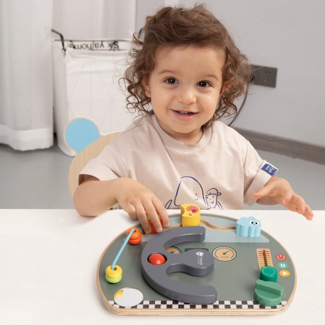 Educatief bord/labyrint vervoermiddel houten 29x23cm in doos 30x28x6,5cm 12m+