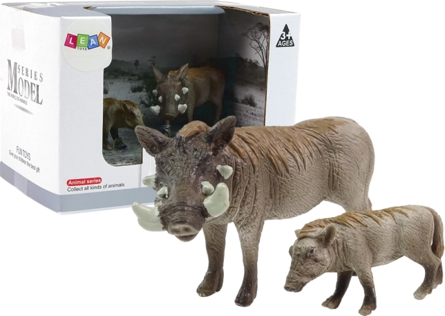 Set van 2 figuren – wrattenzwijn met jong, serie Dieren van de Wereld