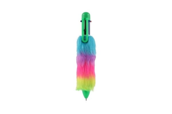 Teddies kleurrijke pluchen pen met kwastjes