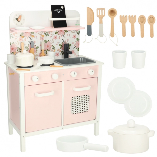 Houten kinderkeuken Lulilo Flora roze