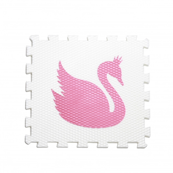 Minideckvloer Zwaan - wit met roze zwaan