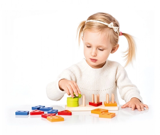 CUBIKA 15337 Sorteren van vormen V - houten puzzel 17 stukken