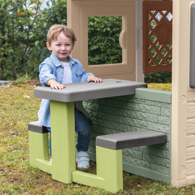 Picknicktafel met bankjes voor kinderhuisjes