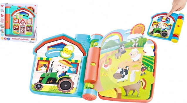 Interactief speelboek boerderij met geluiden, kunststof, 6m+