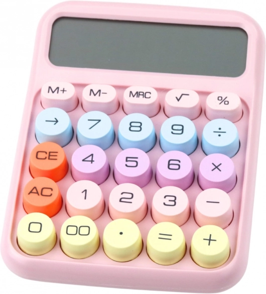 Roze batterijcalculator voor kantoor en school