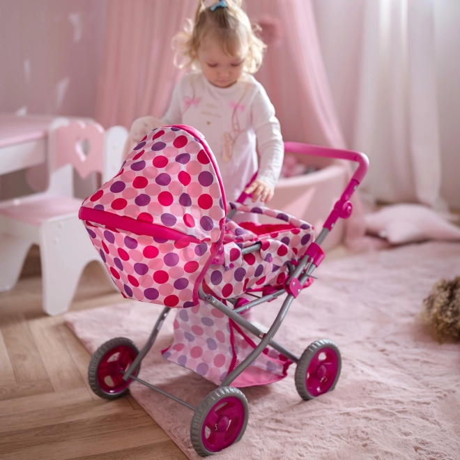 kinderwagen voor poppen 3-in-1 roze met stippen