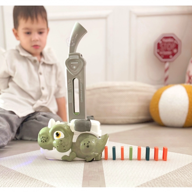 Elektrische locomotief dinosaurus met Domino-blokken