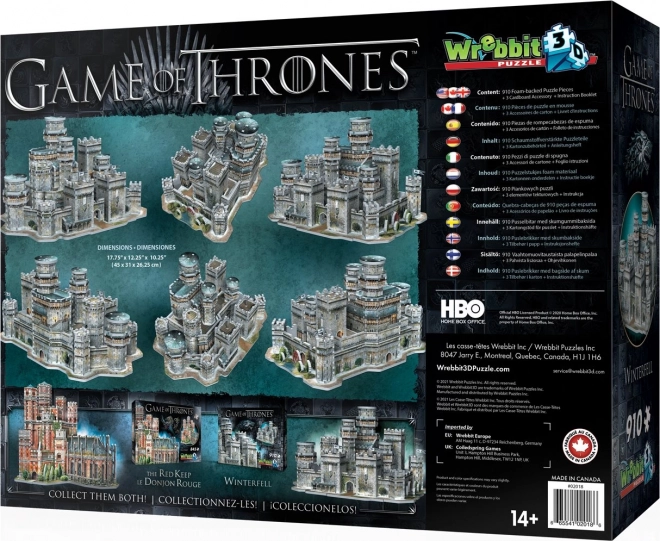 WREBBIT 3D puzzel Game of Thrones: Winterfell 910 stukken