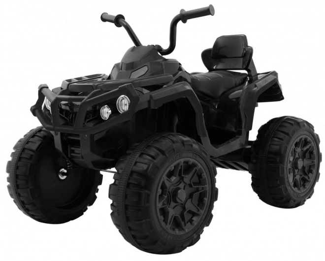 Kinder accu quad zwart + EVA wielen + MP3 radio + LED + langzame start
