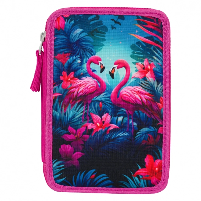 BAAGL School etui driedelig Flamingo's