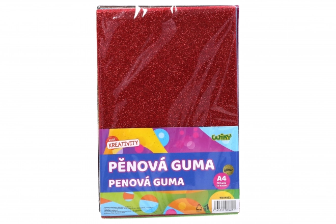 Schuimrubber A4 20x30 cm glitter, 10 stuks