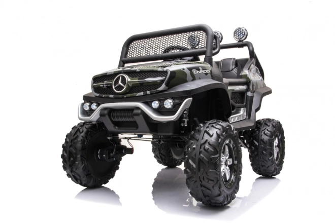 Elektrische kinderauto Unimog S in camouflagekleur