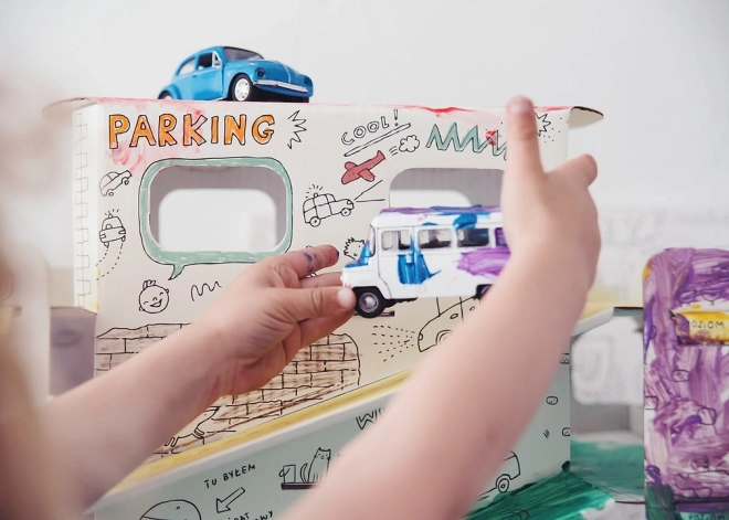 XXL 3D-kleurplaat – kartonnen parkeergarage