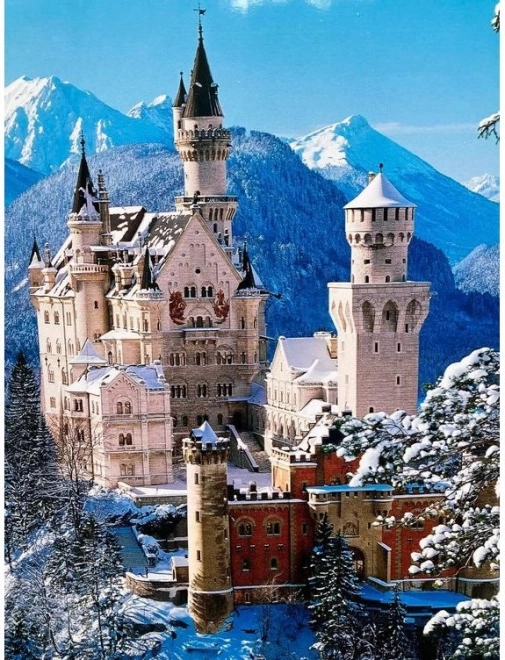 Diamantschilderen Kasteel Neuschwanstein winterpanorama 30x40 cm