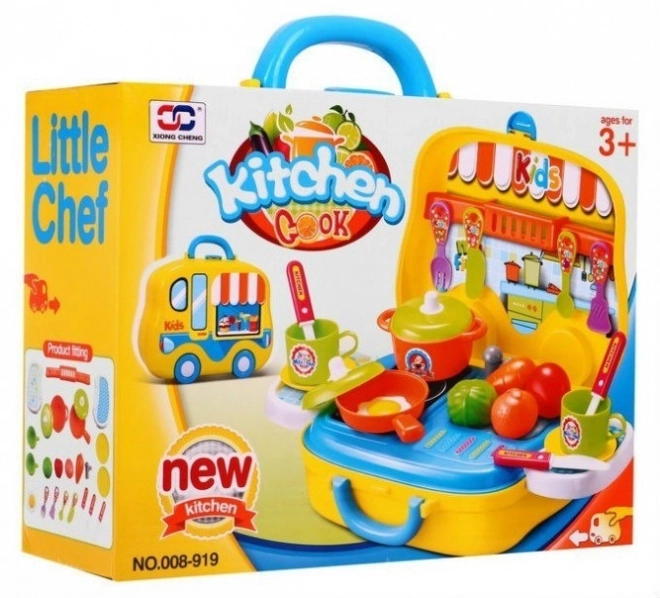 Draagbare Keukentje Food Truck voor kinderen 3+ Koffertje op wieltjes + accessoires