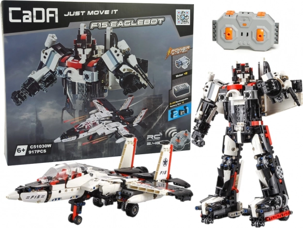 Bouwset CADA robot en F15-straaljager 2-in-1 met afstandsbediening, 917 stukjes