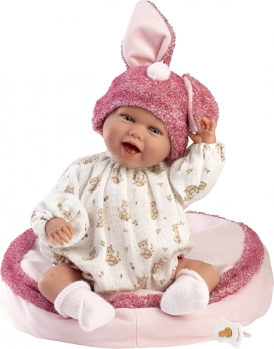 Realistische babypop met geluiden en een zacht stoffen lichaam - Llorens