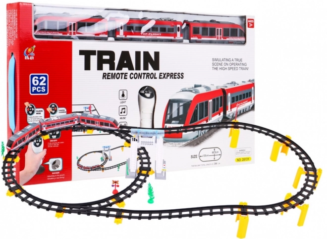 Afstandsbediende trein + hellingen + accessoires - 62 delen