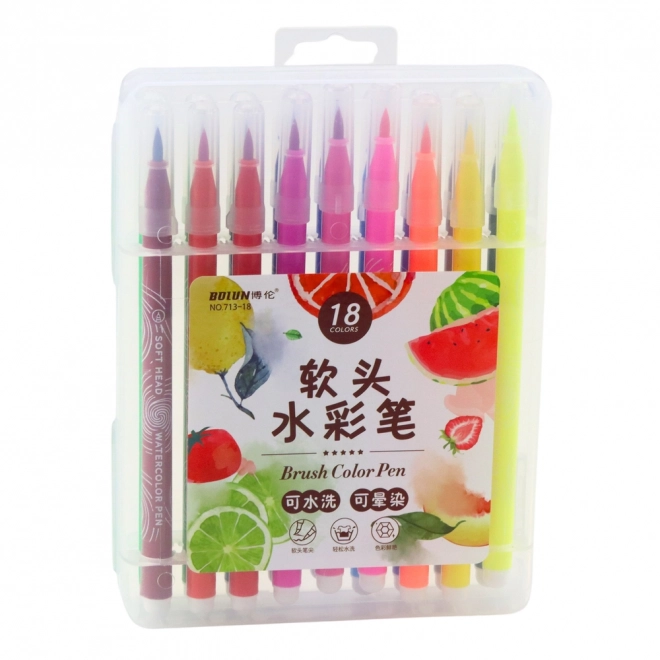 Aquarel markers in praktische organizer - Set van 18 kleuren