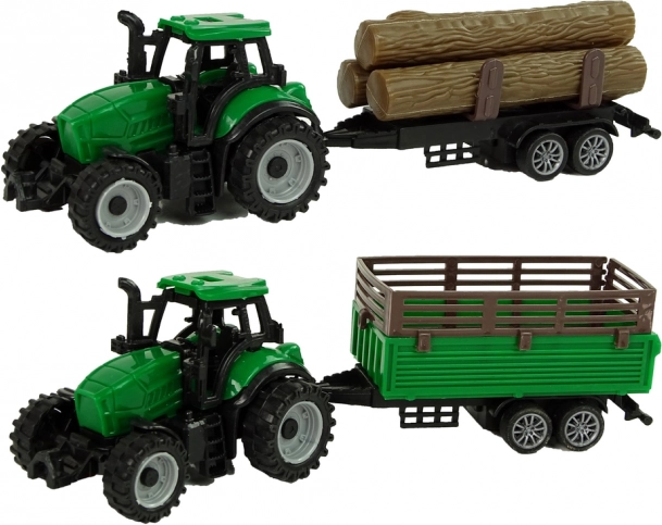 Twee tractors met functionele aanhangwagens