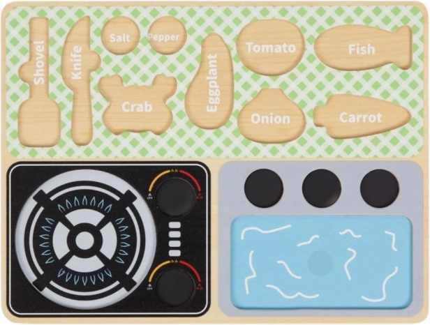 Houten keukentje met accessoires voor de kleine chef