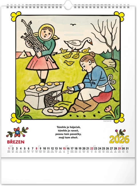 Muurkalender Josef Lada - Rijmpjes 2026