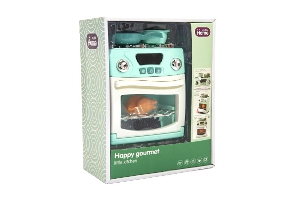 Kookfornuis van plastic met accessoires op batterijen met licht en geluid in doos 22x28x11,5cm 18m+