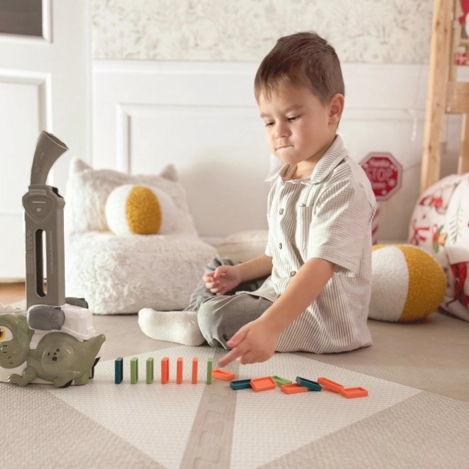 Elektrische locomotief dinosaurus met Domino-blokken
