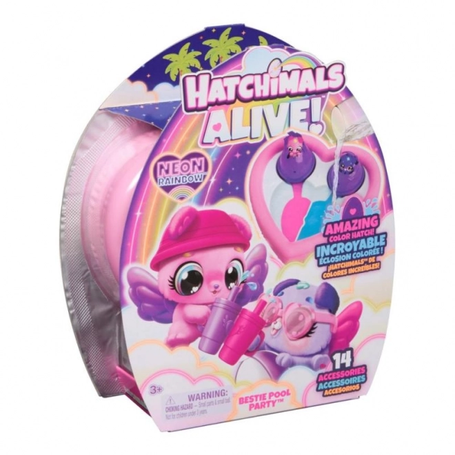 Hatchimals diertjes op zwembadfeestje
