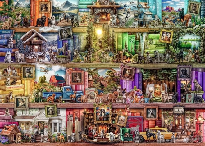 Puzzel 1000 stukjes Honden in de bibliotheek