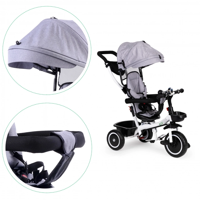 ECOTOYS Driewieler met zonnescherm en stuurstang - grijs