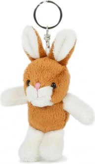 pluchen sleutelhanger konijntje bruin-wit 10 cm