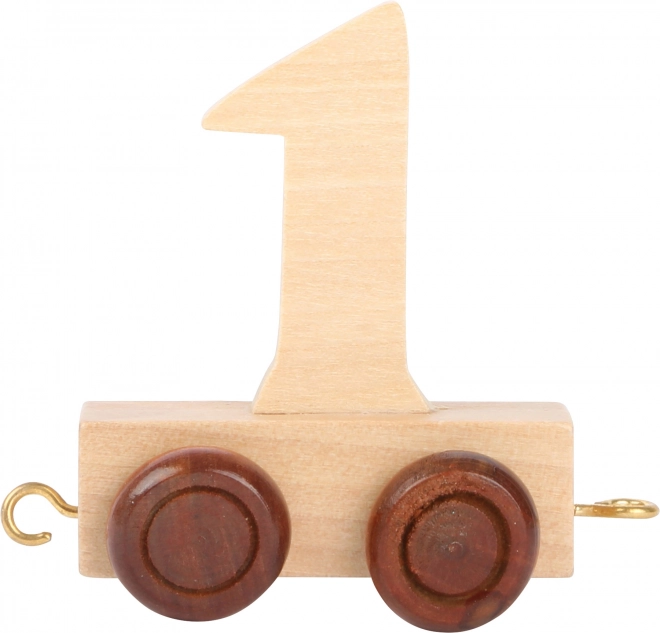 Wagonnetje Houten Treinbaan Natuurlijk Cijfer 1