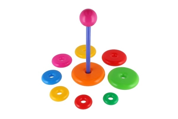 Stapelspel piramide met plastic ringen 28cm ass. 2 soorten in net 12m+
