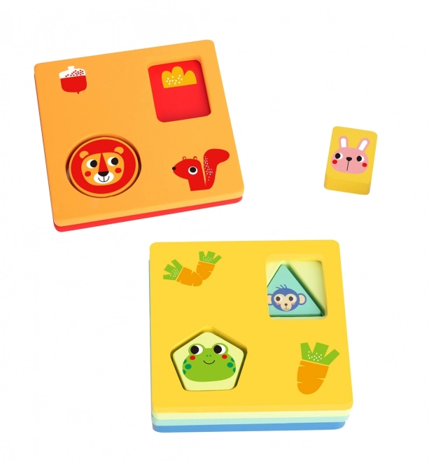 Montessori puzzel vormen en kleuren met dierfiguren