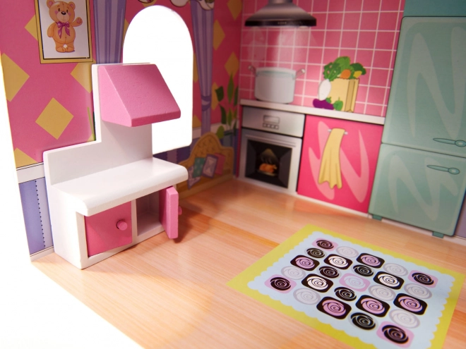 Houten poppenhuis met meubilair - 70 cm