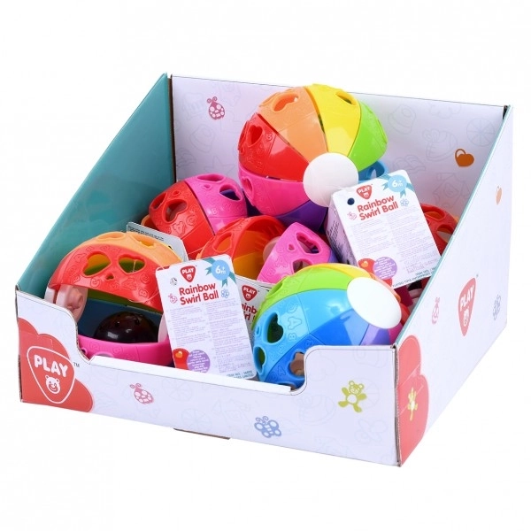 Regenboog bal rammelaar kunststof 10cm 6m+