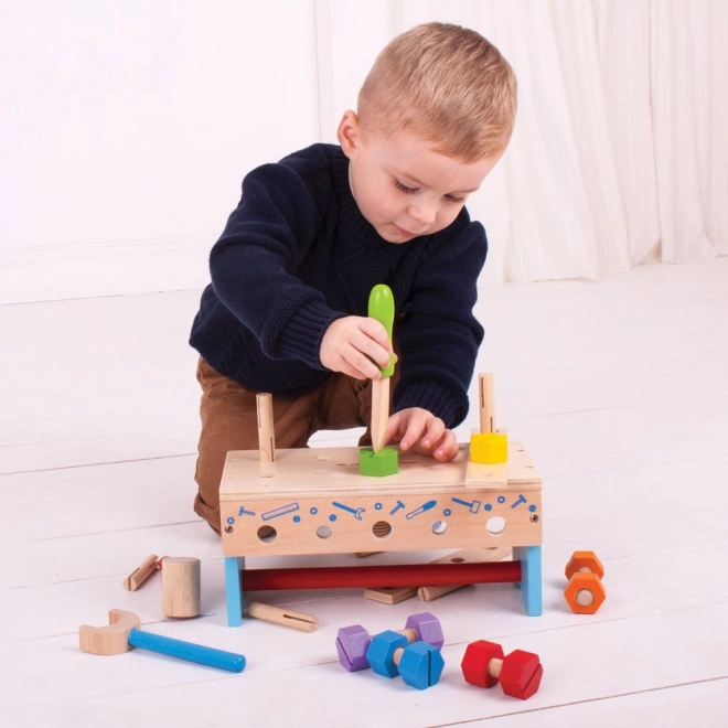 Houten werkbank en gereedschapskist 2-in-1 Bigjigs Toys