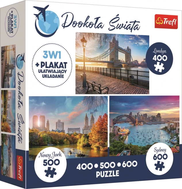 Puzzel Rond de Wereld: Londen, New York en Sydney