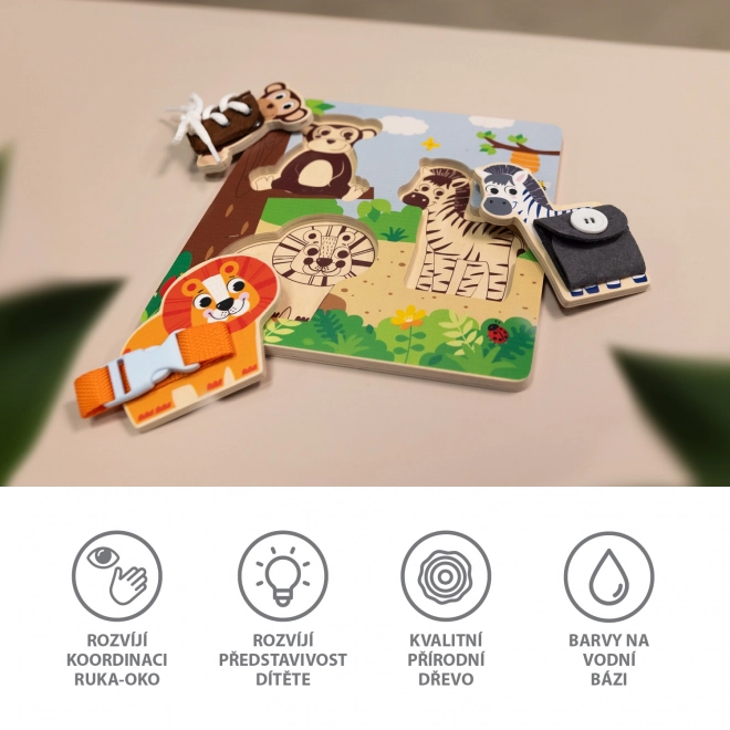Houten Montessori safari puzzel voor kinderen